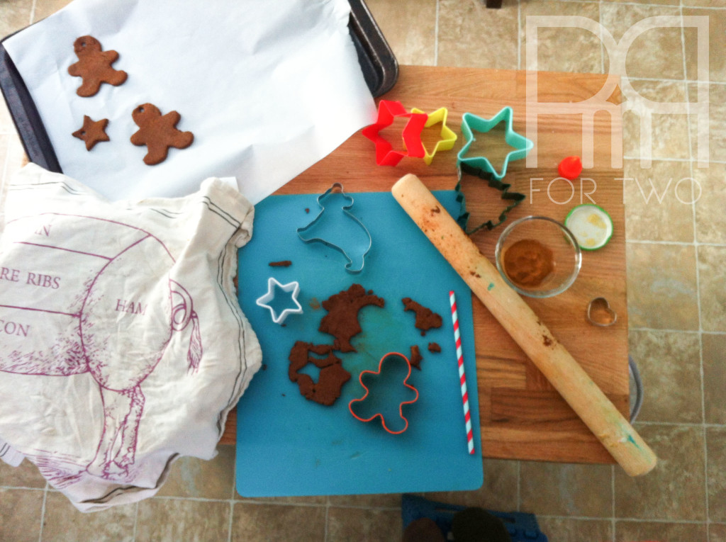 bear and gignerbread man cinnamon dough christmas ornaments