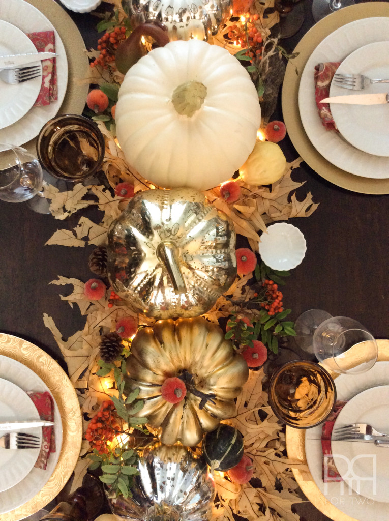 thanksgiving table decor overhead shot