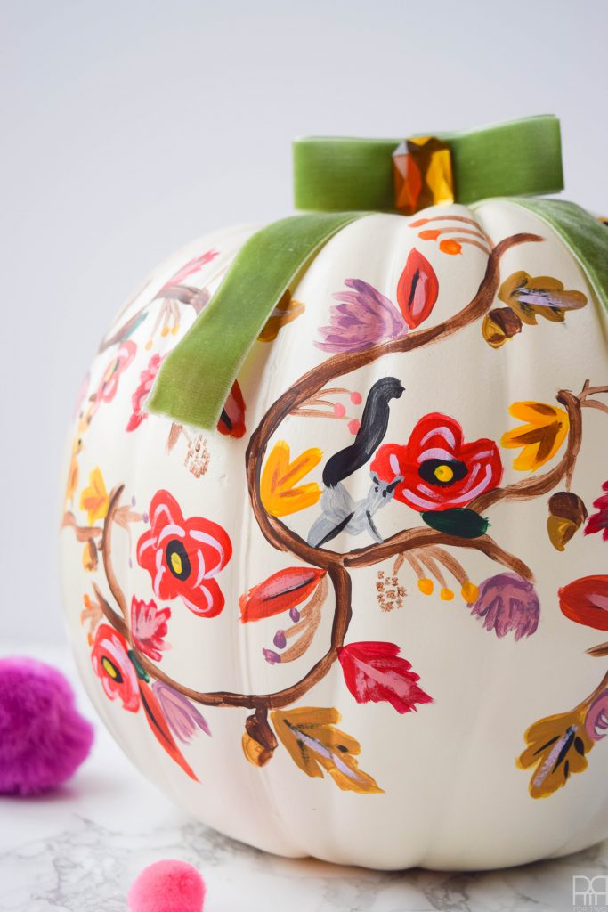 close-up of rifle paper co painted pumpkin