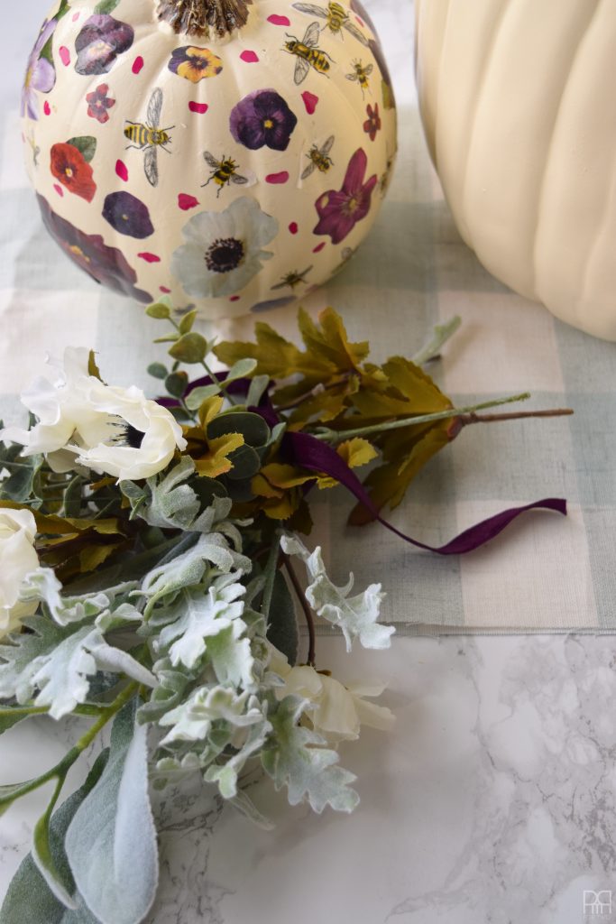 Decoupage Pumpkins with flowers