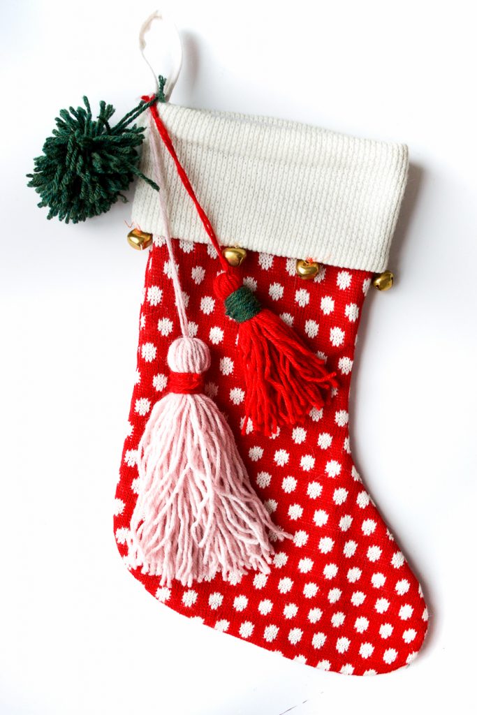 DIY Pom Pom Christmas Stocking - A Beautiful Mess