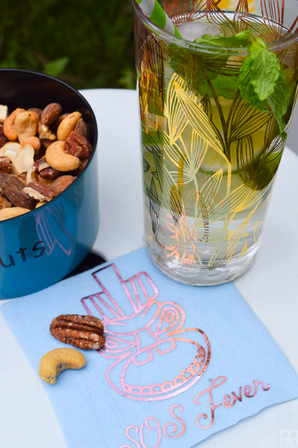 Using my Cricut Explore Air 2 I created some cute linens for our summer bar cart. Using retro beach-side bars and hotels as my theme, I made some funky and kitschy tiki themed linens.