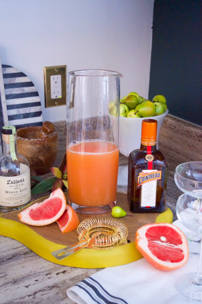The Pink Pearl is the answer to the long pondered question: what pairs well with grapefruit juice? Cointreau and rose gin of course! this 4 ingredient cocktail is super simple and sure to put a zing in your step with its fruity and zesty notes.