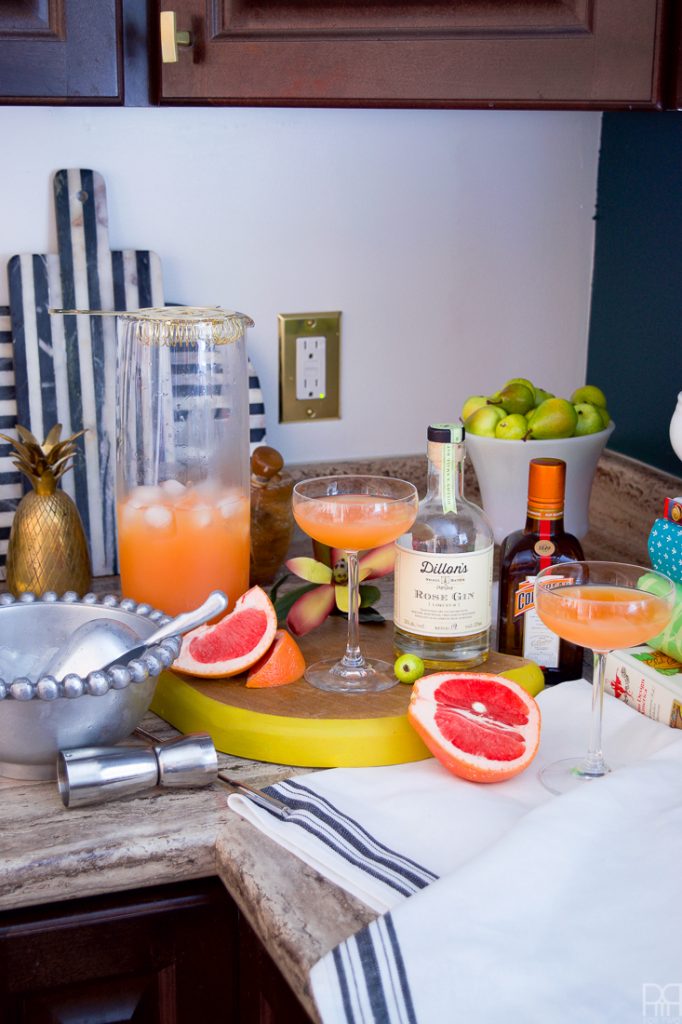 The Pink Pearl is the answer to the long pondered question: what pairs well with grapefruit juice? Cointreau and rose gin of course! this 4 ingredient cocktail is super simple and sure to put a zing in your step with its fruity and zesty notes.