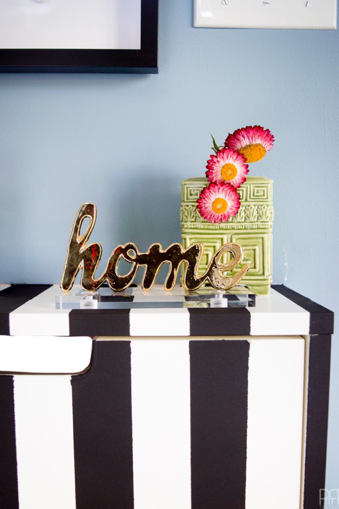 Black and White Stripe IKEA Shoe Cabinet Hack