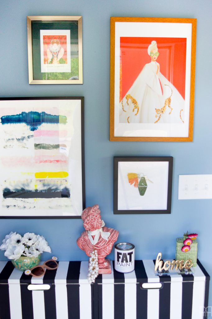Black and White Stripe IKEA Shoe Cabinet Hack