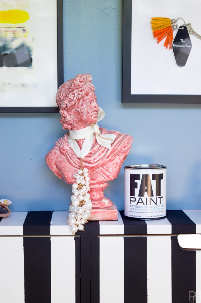Black and White Stripe IKEA Shoe Cabinet Hack