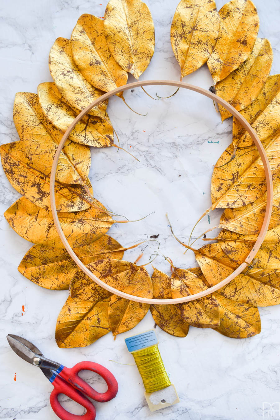 Gold Leaf Magnolia Wreath