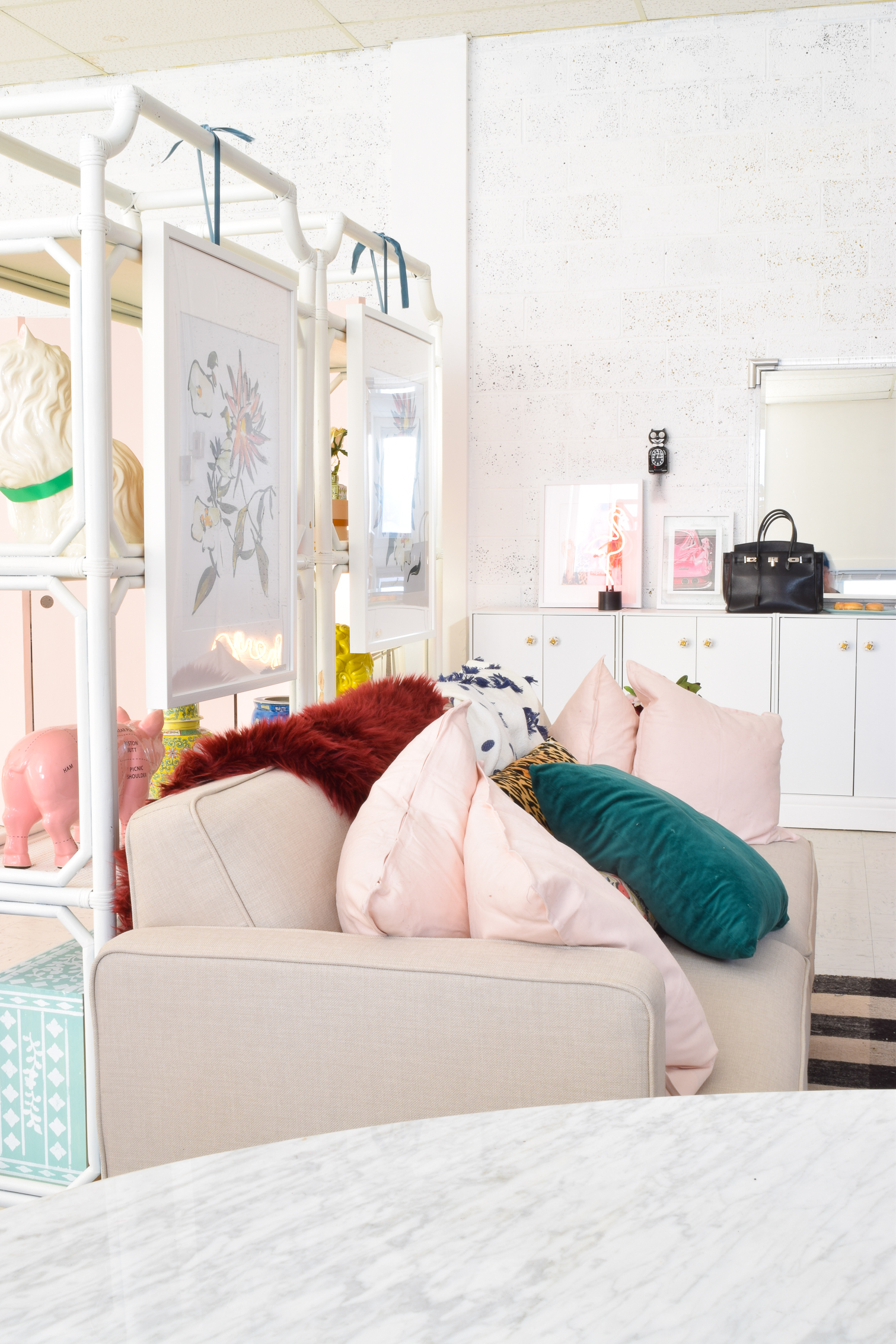 Come tour Blush & Brass Studios, and see what all the fuss is about. Furnished with tons of DIY and Homesense finds, you'll never see a shared work space that looks this good ever again. 