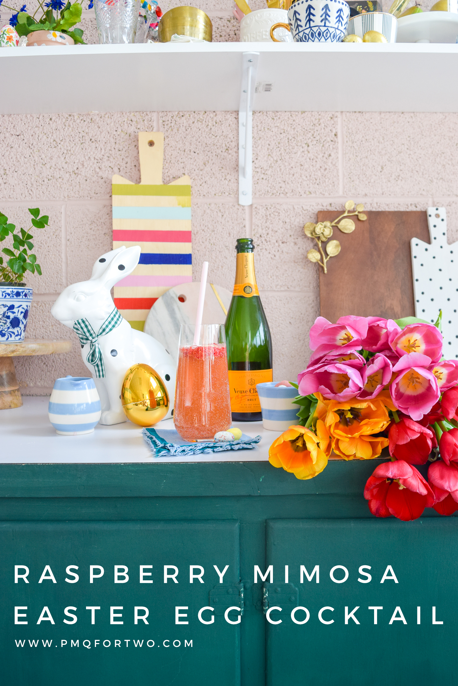 Easter brunch is a tradition around here, so it's only natural that we have a signature drink to go with it! Grab the recipe for a Raspberry Mimosa Easter Egg Cocktail that is sure to delight adults and kids alike (there's a non-alcoholic variation too).