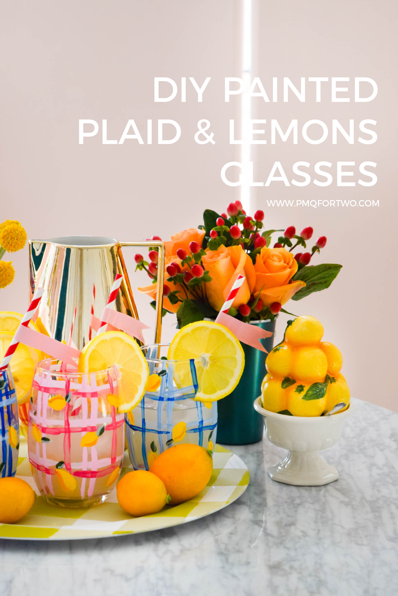 My DIY Painted Plaid & Lemon Glasses are the cutest thing you'll see all day. You can make your own summer drinkware with a retro and fun vibe, in just an afternoon.