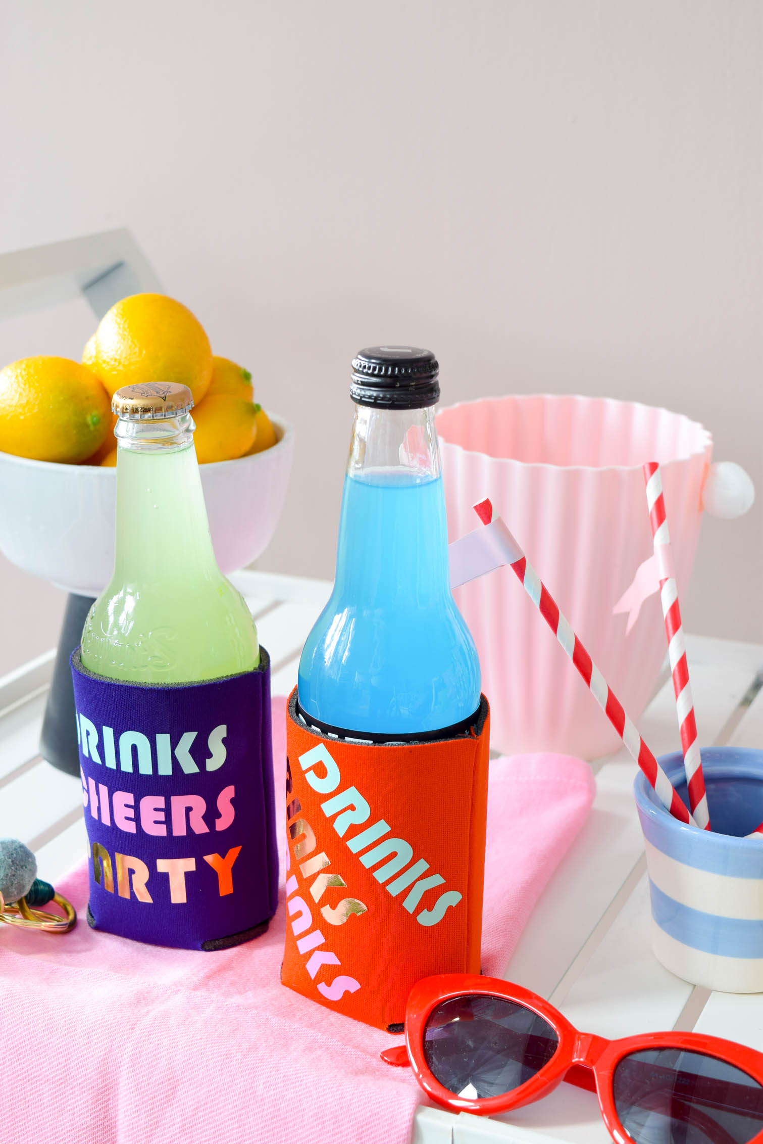 This is the summer project you've been waiting for: DIY Party Koozies. All you need is koozies + iron on vinyl + your Cricut. Get all the details and check out some more pretty pictures on the blog. 