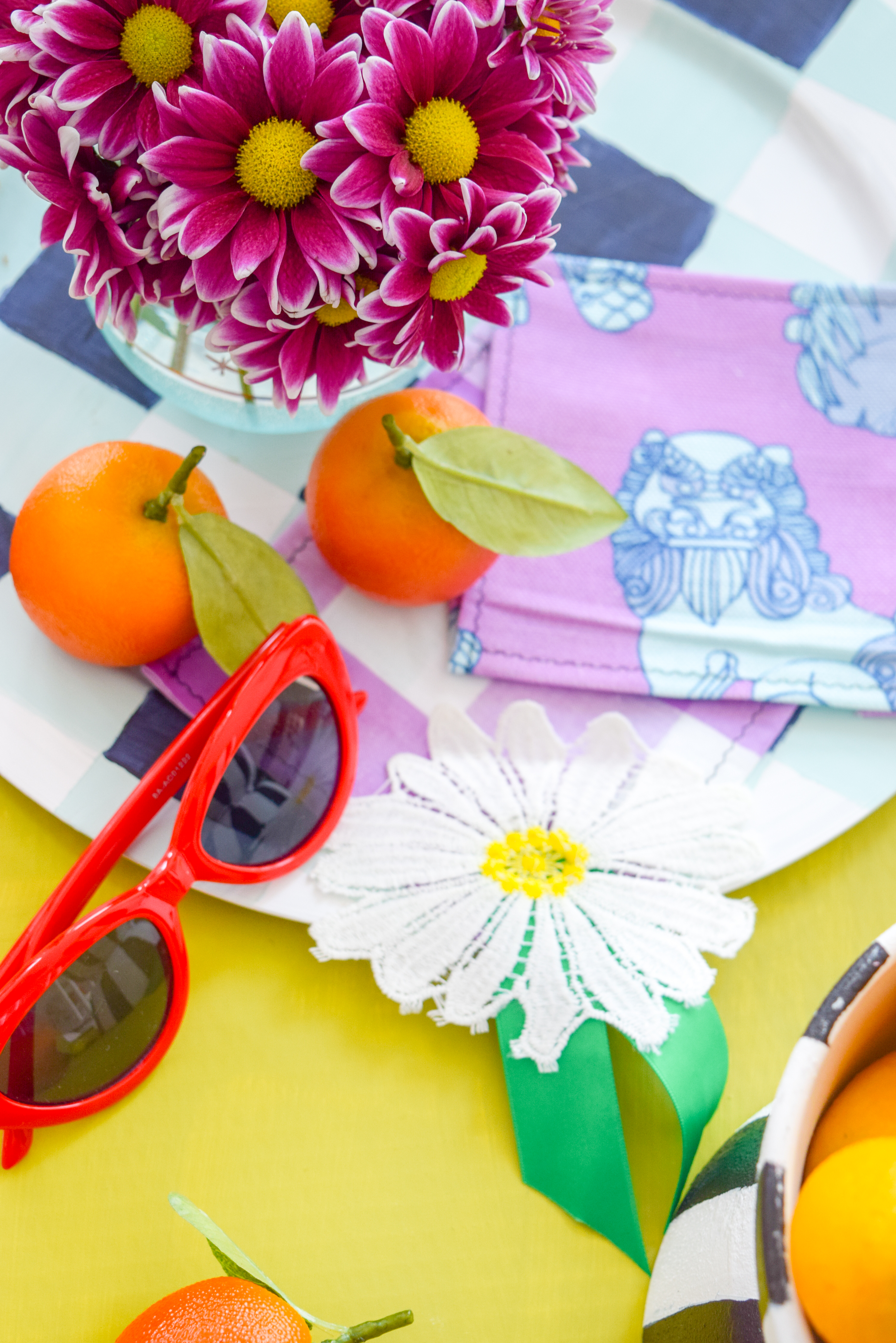 What good is a cocktail, without summer cocktail napkins in fun and breezy colours?! Make your own inspired by these, and get a head start on summer entertaining and your summer bar cart.