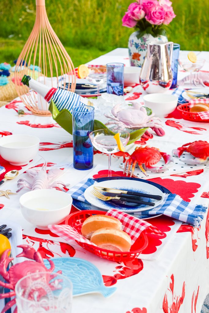 side view of seafood tablescape