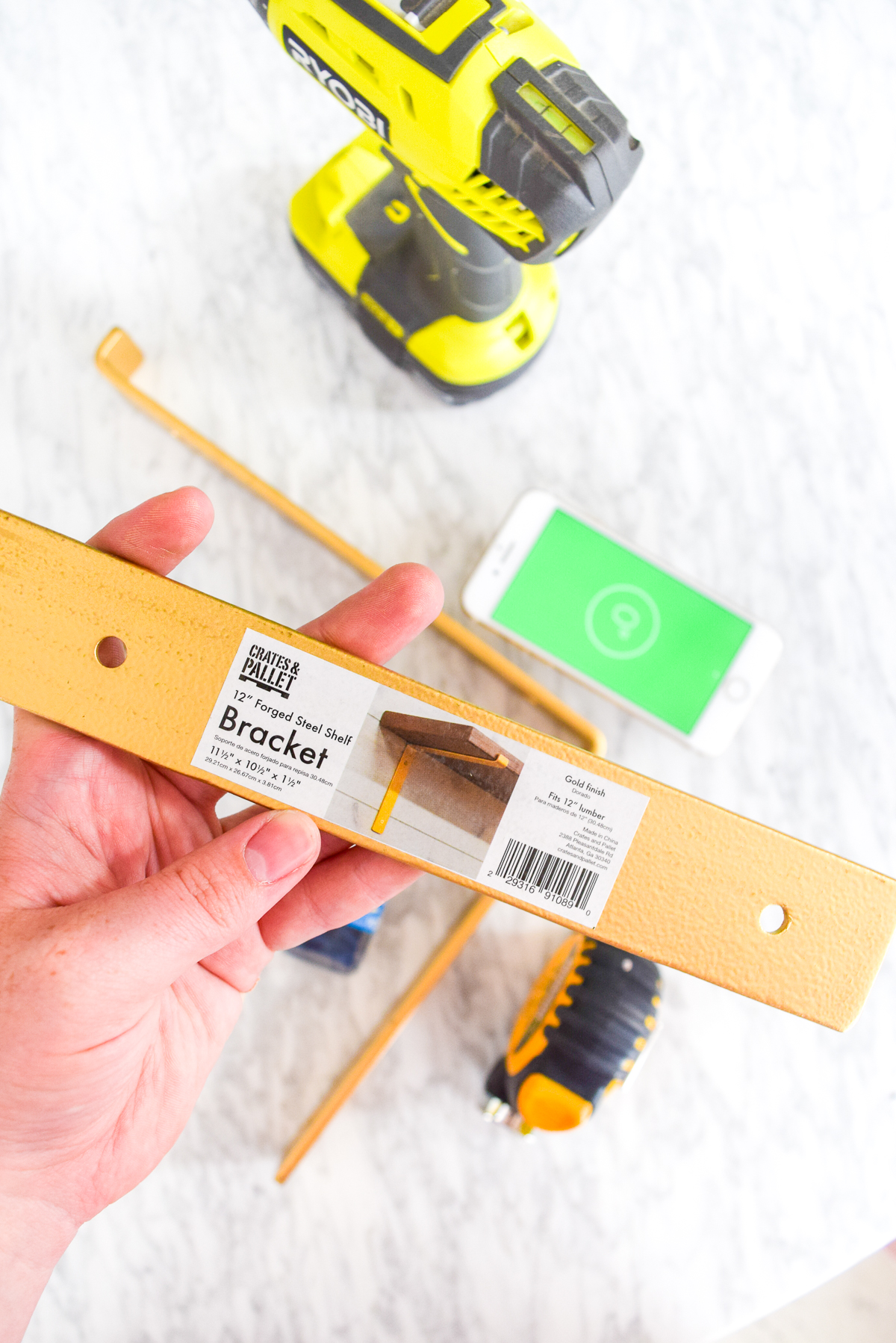Who would have thought that gold shelf brackets would have kicked-off a pink & gold office revamp? Full of bright colours, gold, playful touches and accessories from women owned stores, what's not to love? crates & pallet gold shelf bracket 12"