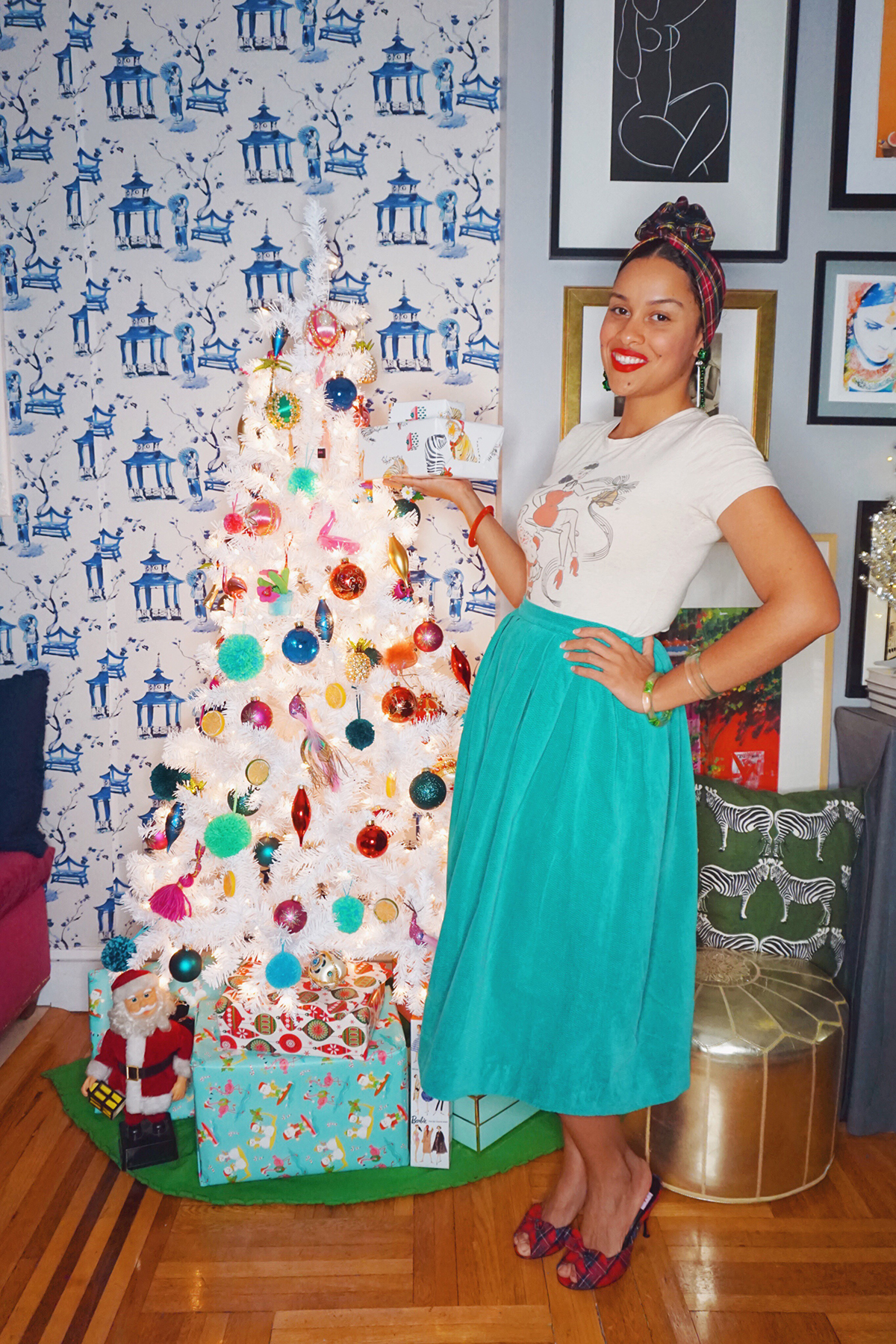 Here are some fabulous people posing next to Christmas trees - a retro homage. (inspired by the sassy women of the past) 