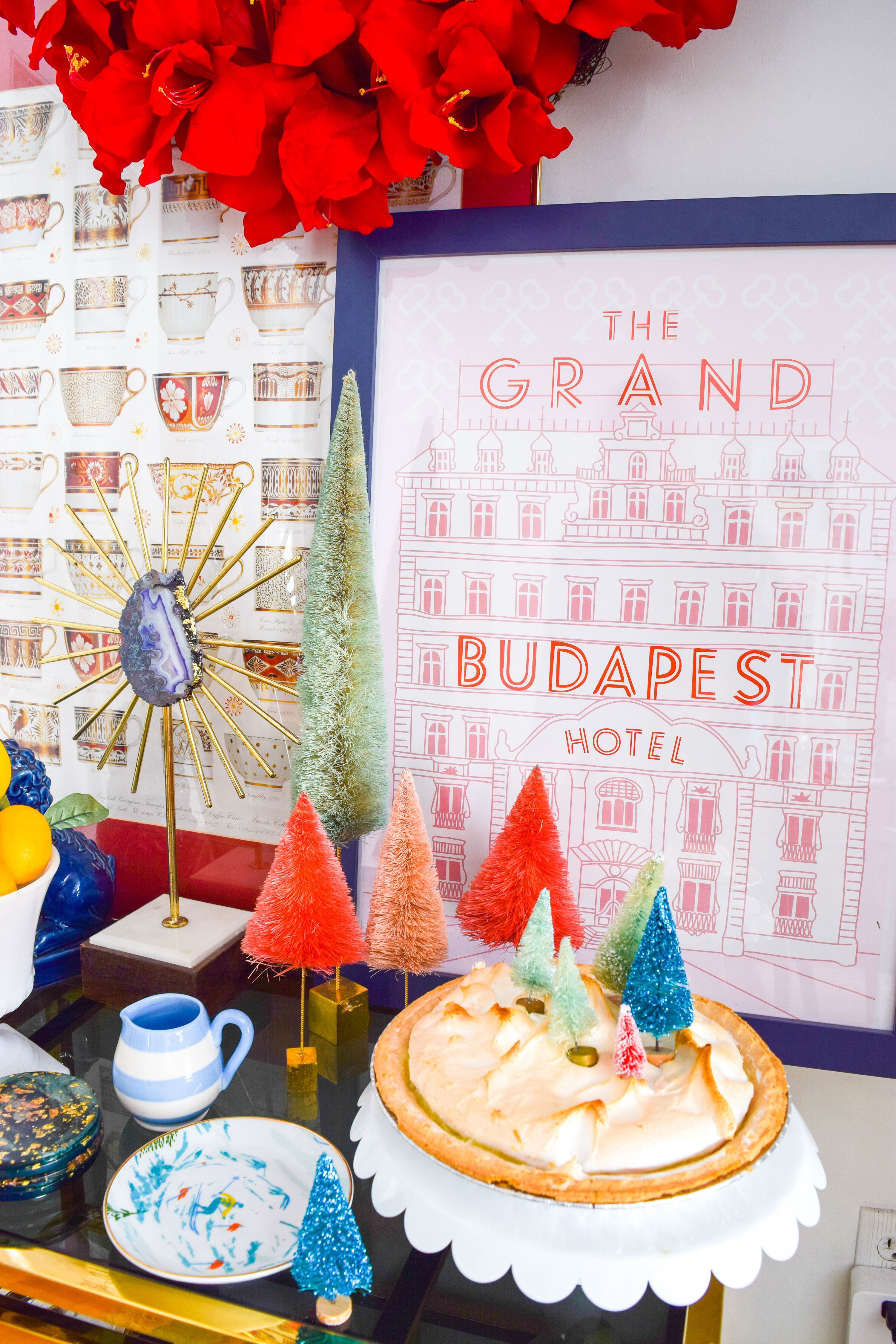 Celebrate the never ending winter with a Grand Budapest Hotel Party! Pinks, Purples and reds are all you need, and maybe some of those Mendl's boxes too.