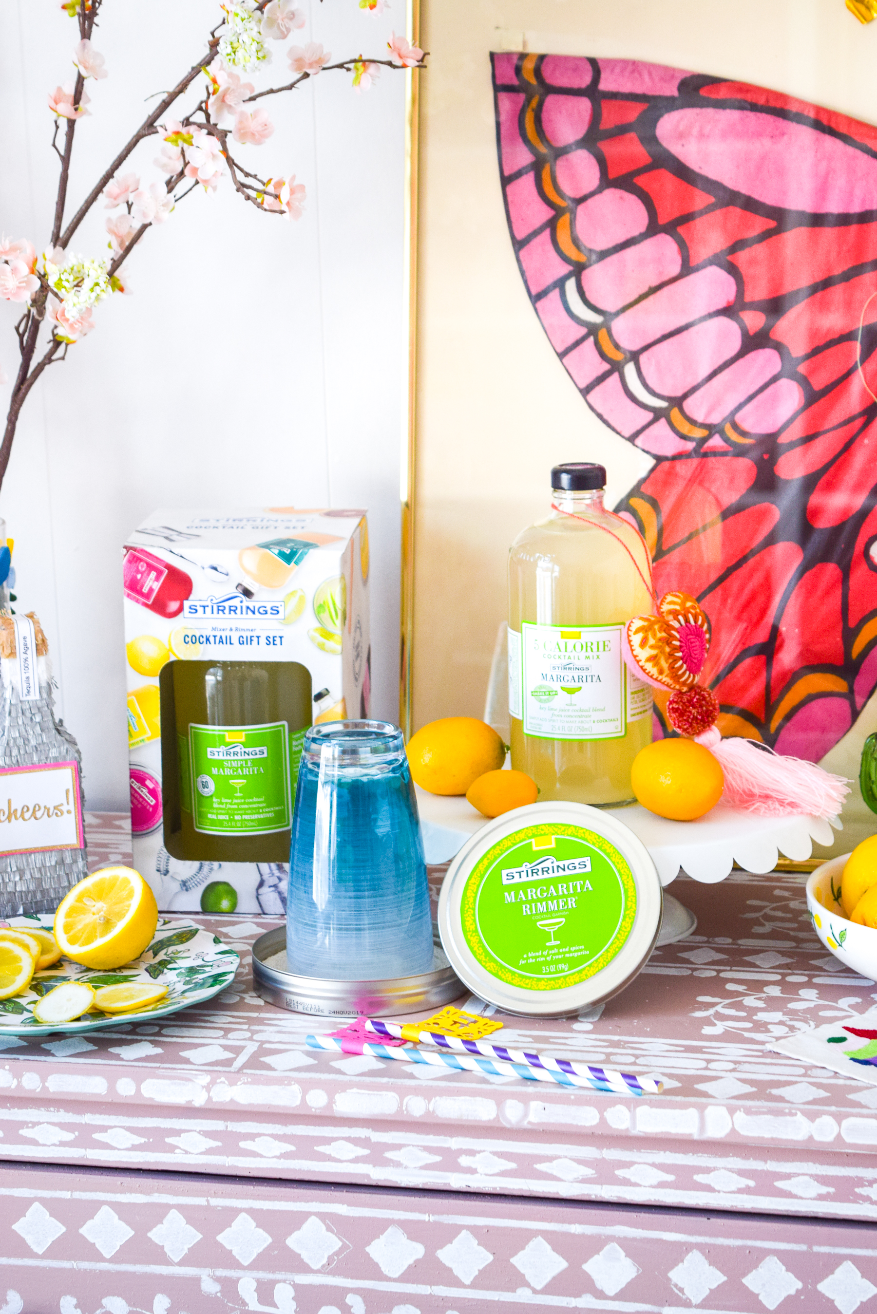 4 Ways To Style Your Bar For Spring - and they all involve Stirrings' line of cocktail mixes, rimmers, and bar essentials! Come see how they fit for every occasion between now and Summer, including Easter & Cinco de Mayo.