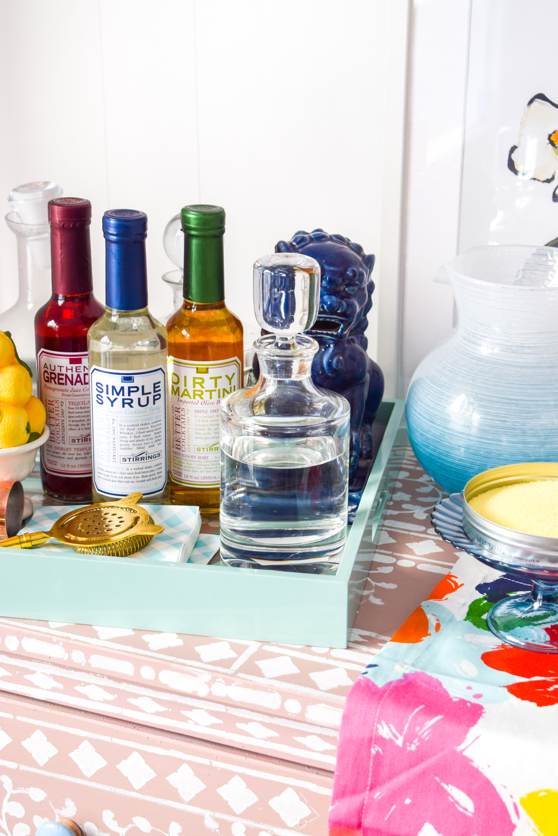 4 Ways To Style Your Bar For Spring - and they all involve Stirrings' line of cocktail mixes, rimmers, and bar essentials! Come see how they fit for every occasion between now and Summer, including Easter & Cinco de Mayo.