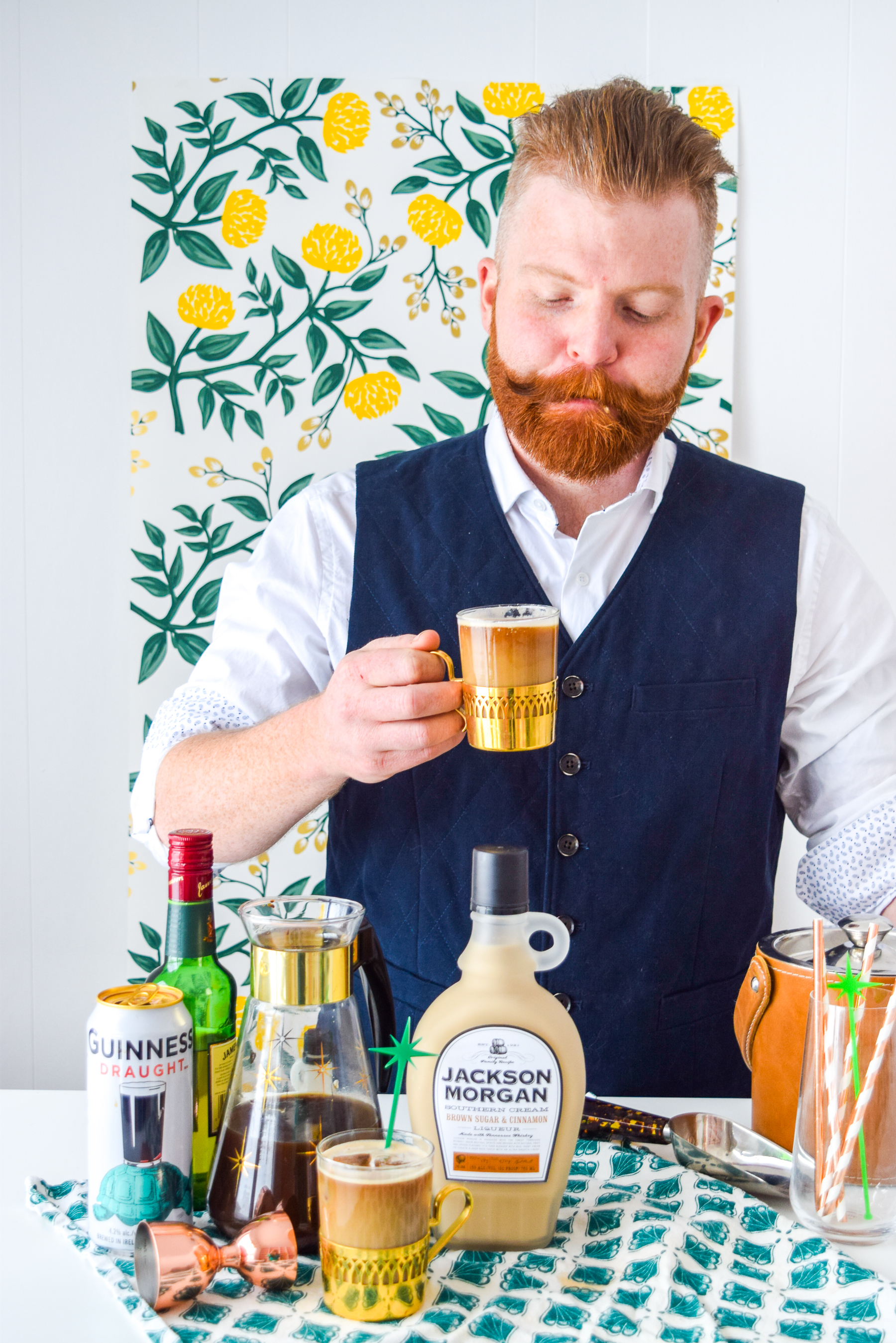 A Whiskey Cream Cold Brew Coffee Cocktail is a great way to start off your St. Patrick's day festivities, or just a fun afternoon cocktail. Don't forget a good book, or the Jackson Morgan Whiskey Cream. 