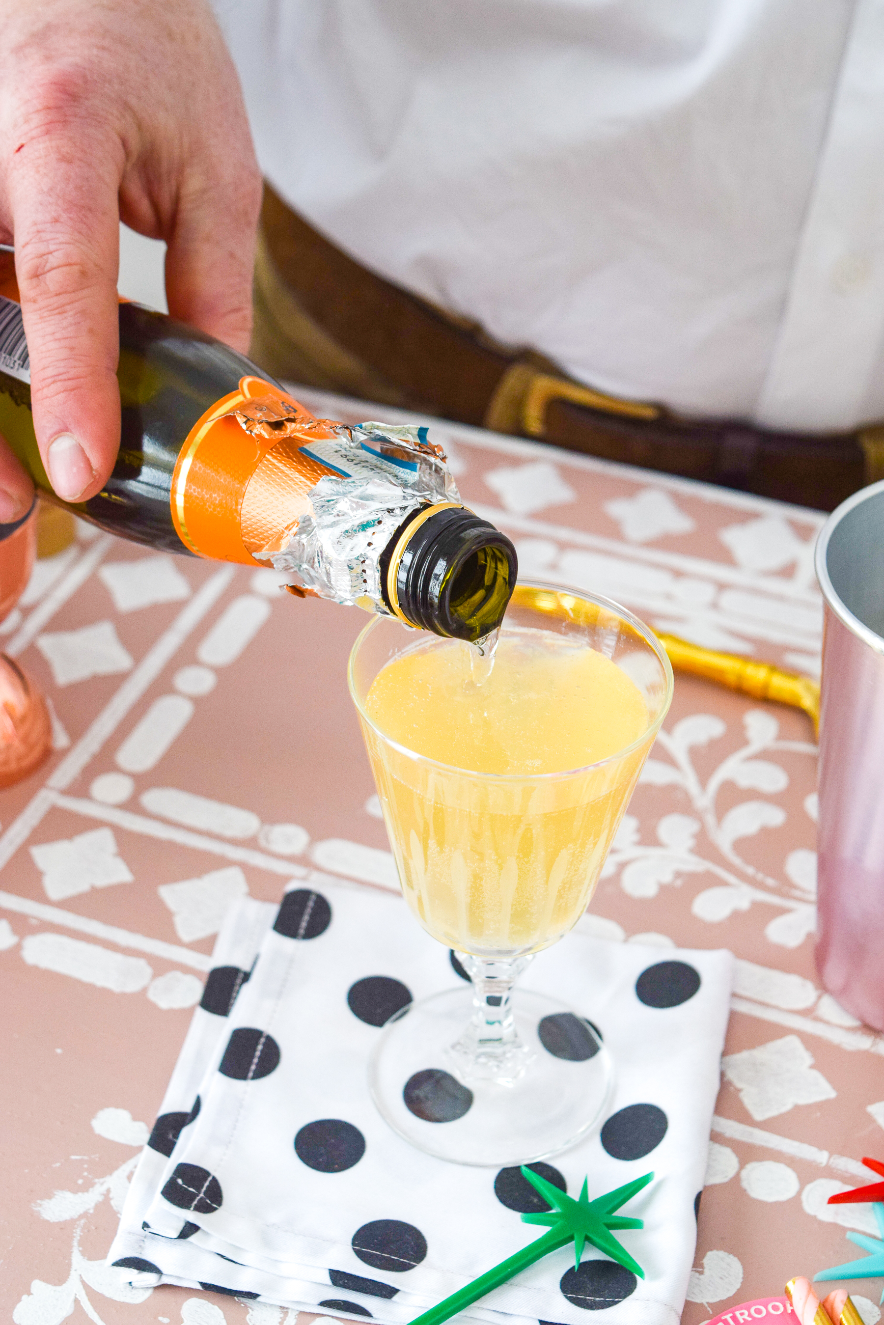 A Lemon Gin Champagne Cocktail is the perfect easter or spring treat, and it goes well with anything! Best part, it's a 3 ingredient cocktail.