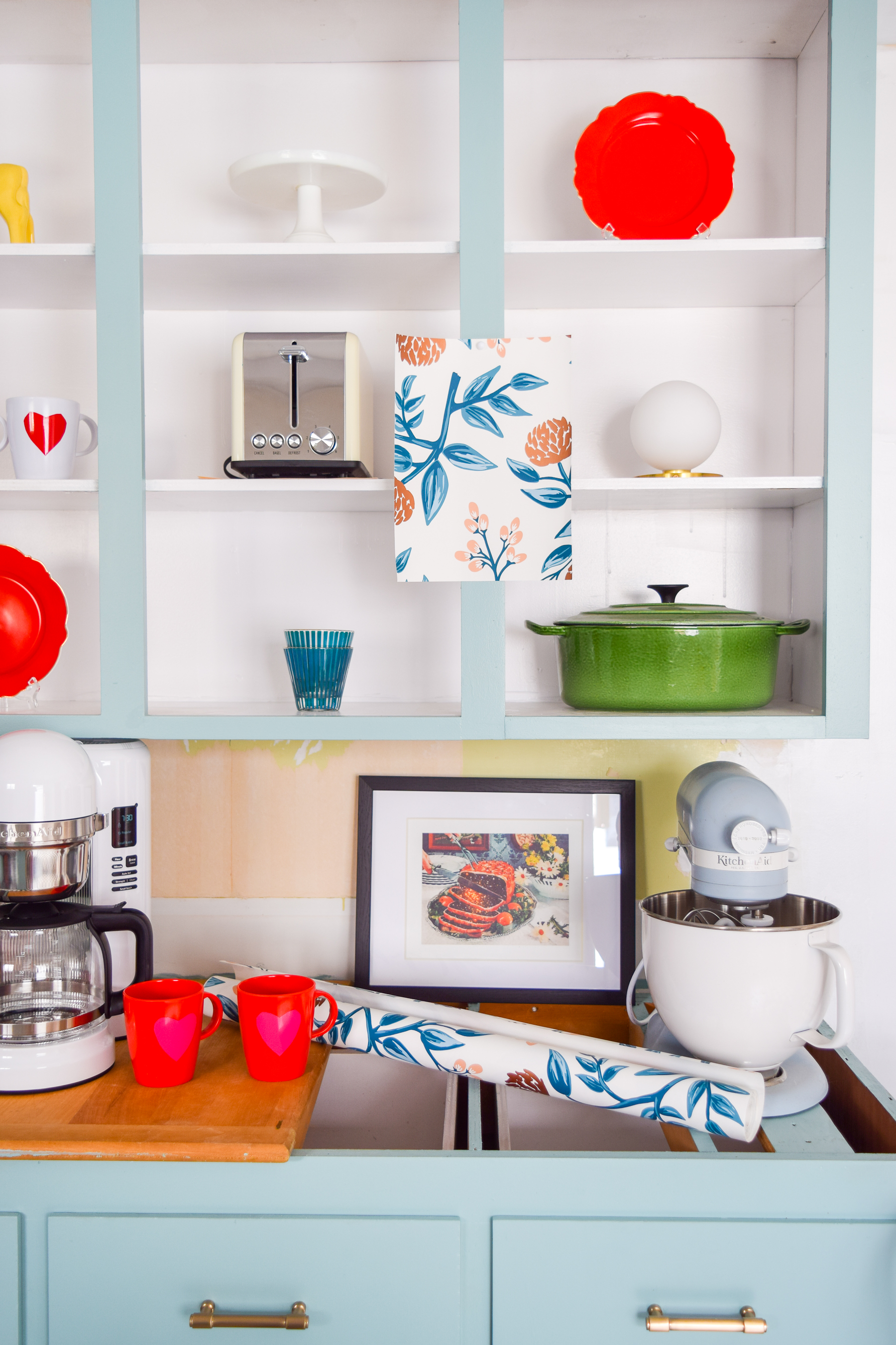 Retro glam kitchen renovation details are all tha counts! Everything from wallpaper, to light fixtures, electrical work, plumbing and more. Come see what's going on behind the scenes during Week 4 of the Spring One Room Challenge.