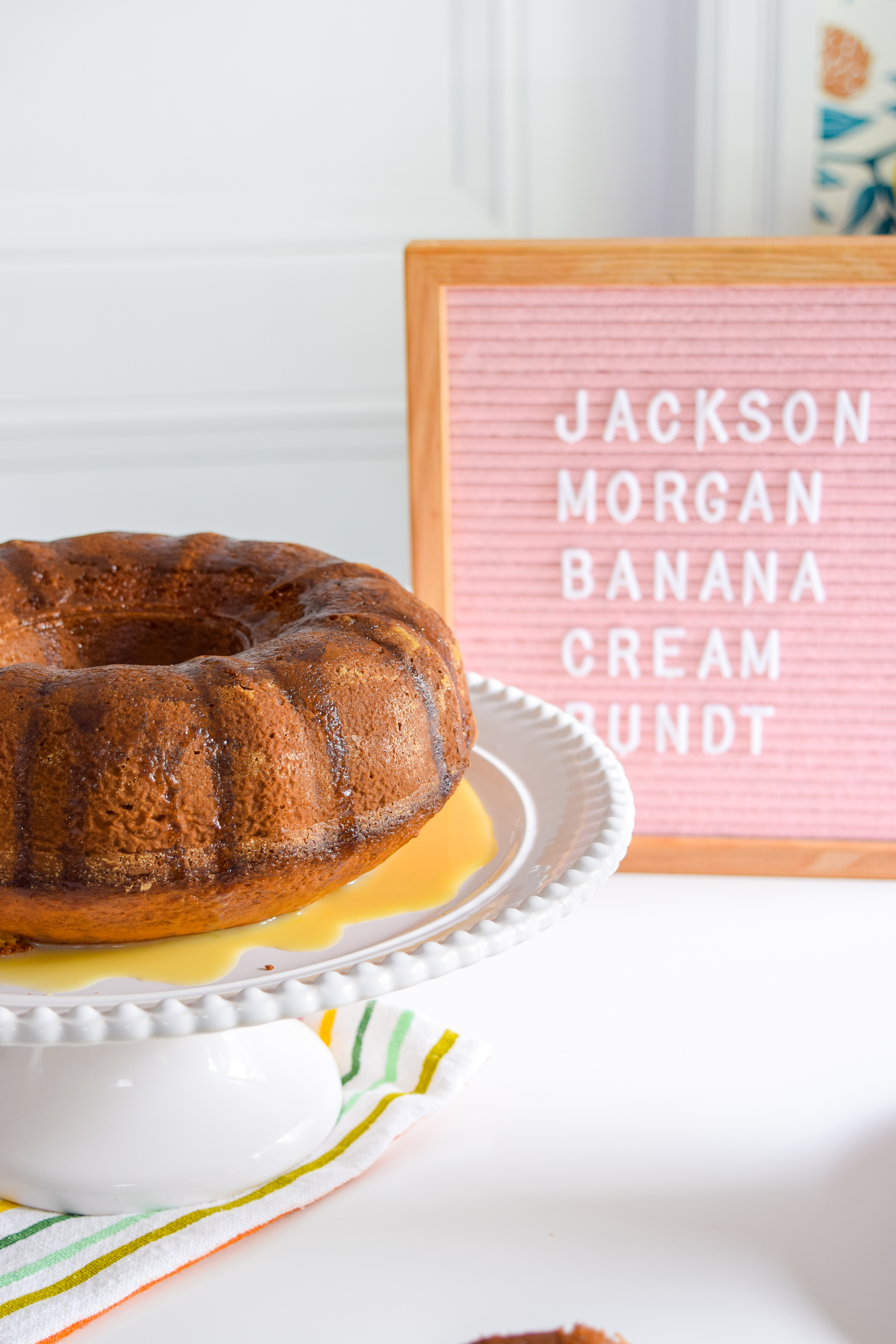 A Whiskey Banana Cream Bundt Cake is easier to make than you'd think (cake mix + Jackson Morgan Banana Pudding Cream), and tastes like creamy banana pudding goodness. 