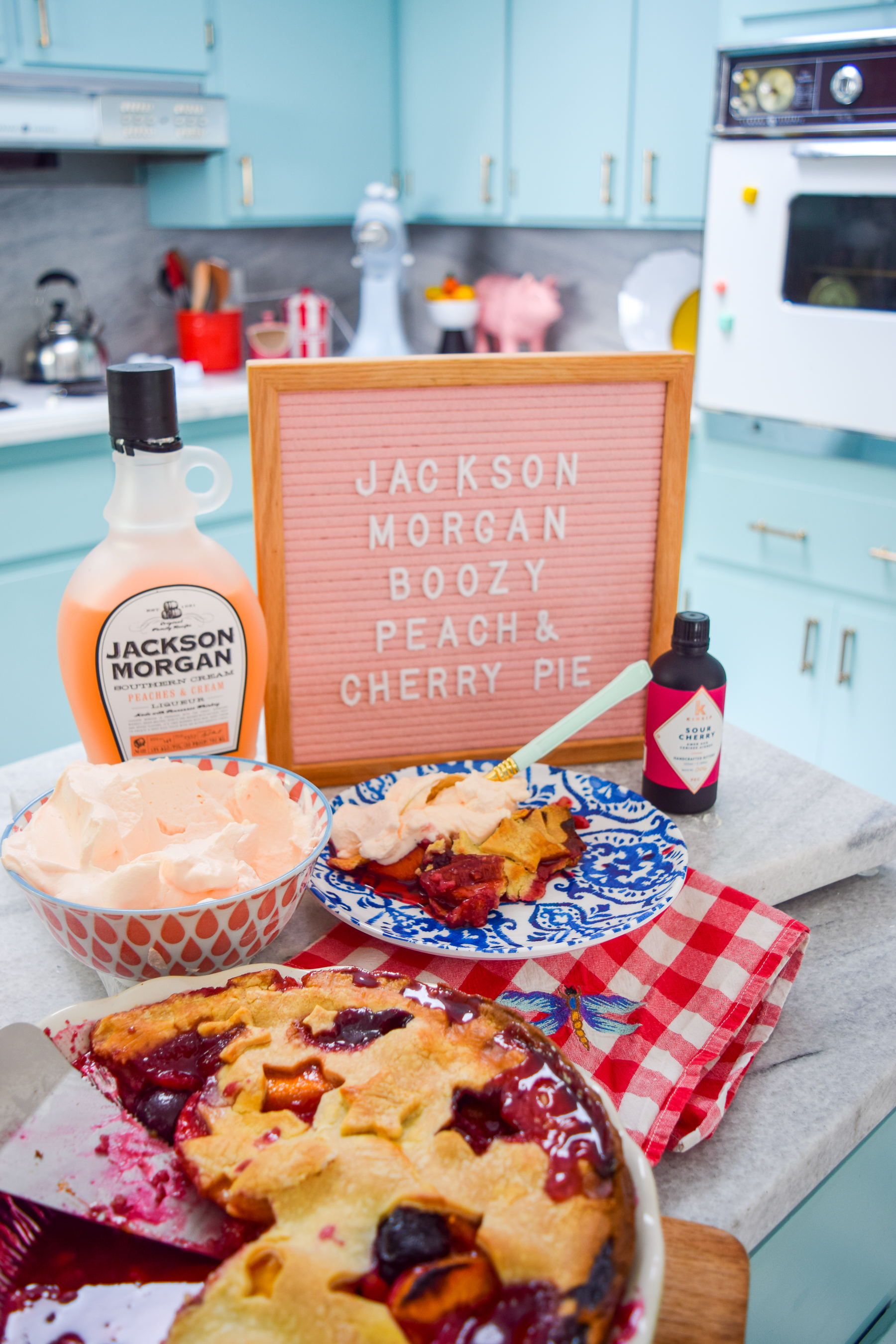 Whip up a boozy peach & cherry pie in time for the long weekend! You won't regret putting these flavours together with a dash of Jackson Morgan Cream. Whip up a boozy peach & cherry pie in time for the long weekend! You won't regret putting these flavours together with a dash of Jackson Morgan Cream.