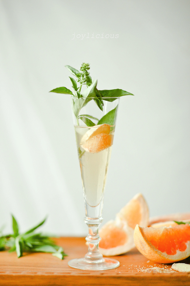 Ginger Basil Grapefruit Spritzer from 1-2 Simple Cooking