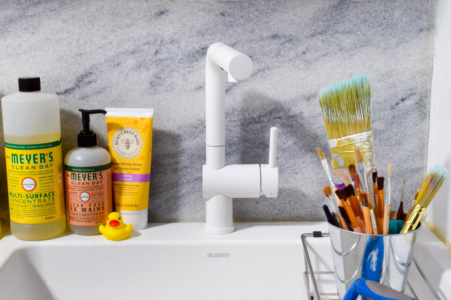 We've got the BLANCO LIVEN Laundry sink in our home, and love it. Combined with the POSH faucet, we can do just about anything a sink to do!