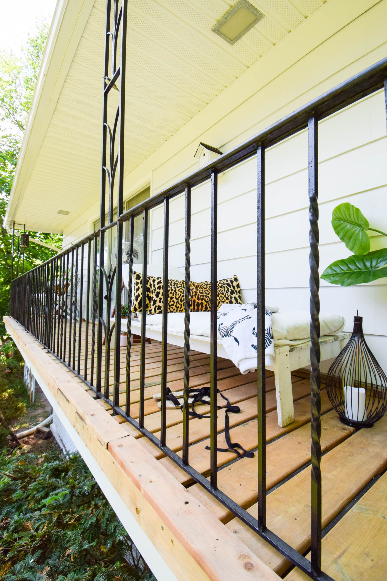 We completely redid our balcony deck using multydeck tiles, available at our local Home Depot. Create a floating deck on any surface with no permits!