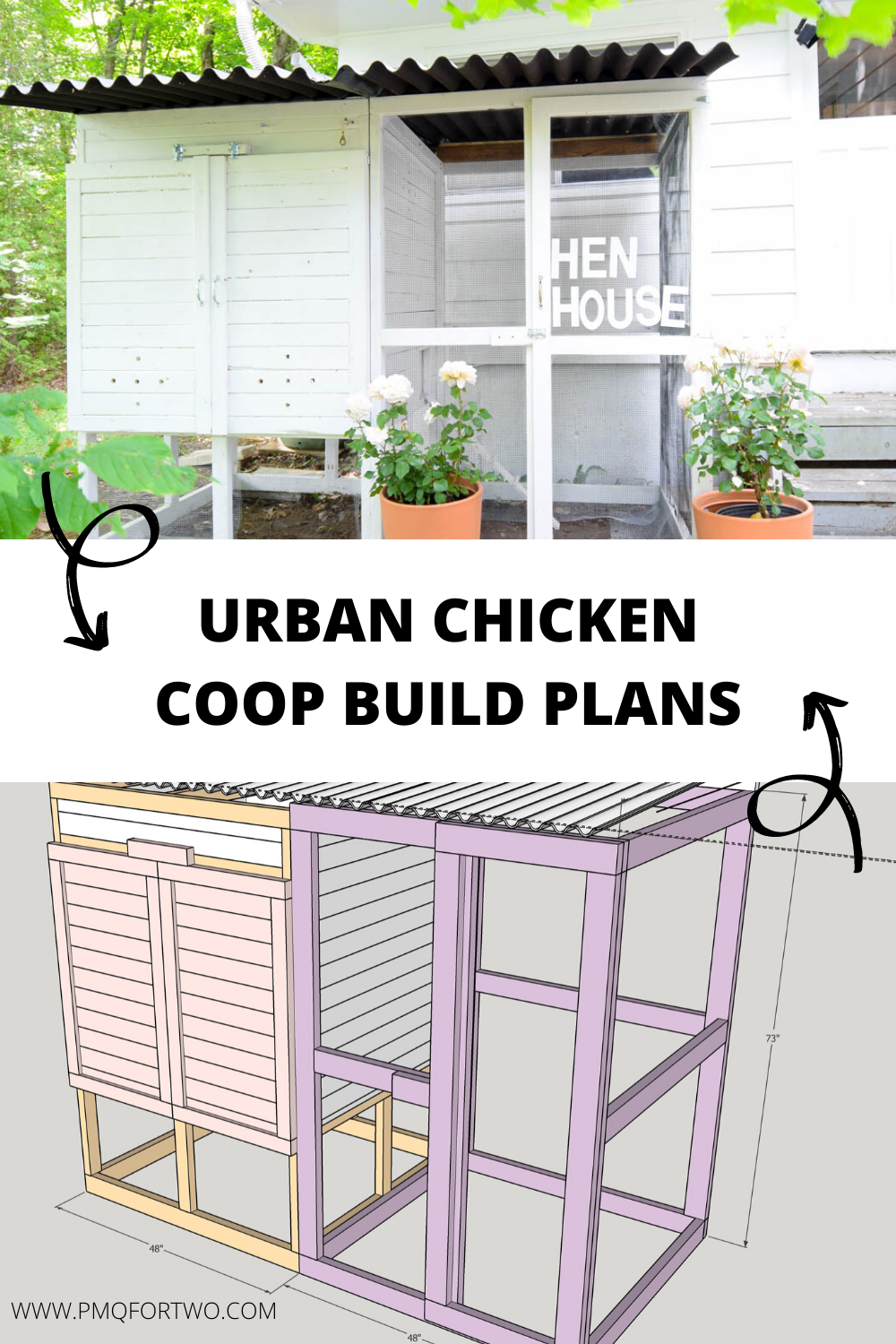 Our urban hen keeping journey began with the coop! We've got our modular urban chicken coop plans, cut list, and more on the blog!