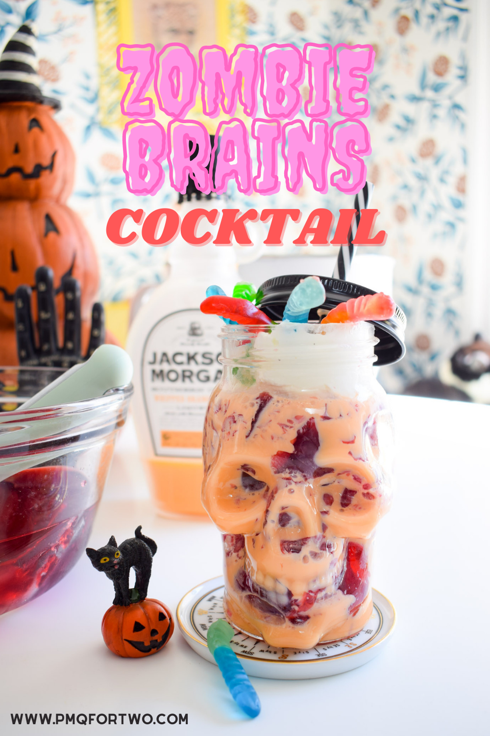 Brains! Brains! Actually, just a Zombie Brains Cocktail, made with Jackson Morgan's Southern Cream - don't forget the gummie worms!